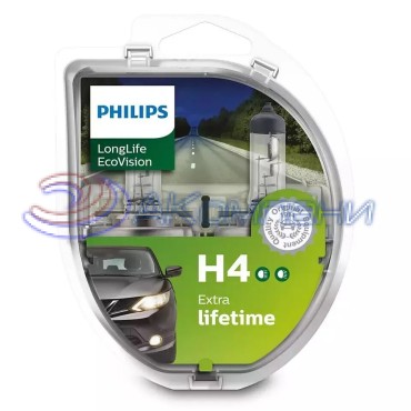 Лампа галогенная Н 4 12v  60/55w LONG LIFE ECO VISION 2шт PHILIPS